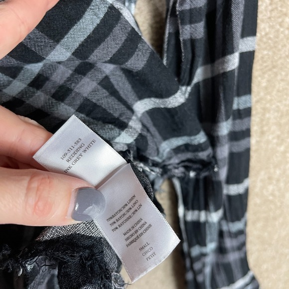 Rails Redding Shirt Womens Small S Ink Grey White Plaid Long Sleeve Frayed Hem - Picture 8 of 10